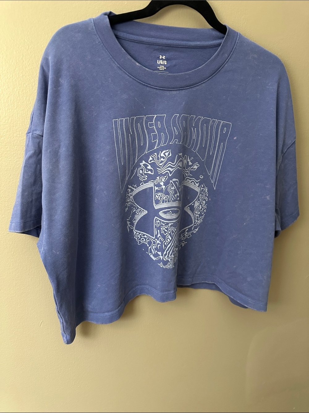 Under Armour Purple Acid Wash Graphic Cropped Short Sleeve Tee - Size L